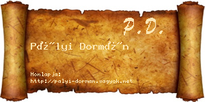 Pályi Dormán névjegykártya